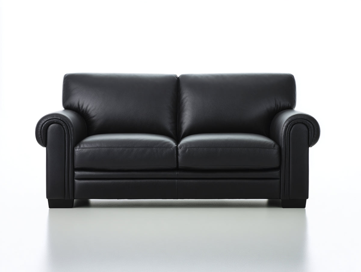 Zweisitzer Sofa aus Kunstleder 180 x 90 x 85 cm - Schwarz - Klassisches Design für Wohnzimmer