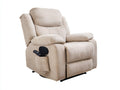 Liegesessel Stoff 85 x 90 x 105 cm - Beige gestreiftes Design mit Relaxfunktion und Seitentasche - Moderner Sessel für Wohnzimmer und Ruhebereich