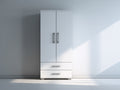 Kleiderschrank 80 x 50 x 180 cm - Weiß - Zweitürig mit 2 Schubladen und Metallgriffen