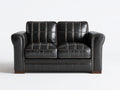 Zweisitzer Sofa 155 x 86 x 88 cm - Schwarz - Gepolstert in Lederoptik mit Kontrastnähten und breiten Armlehnen