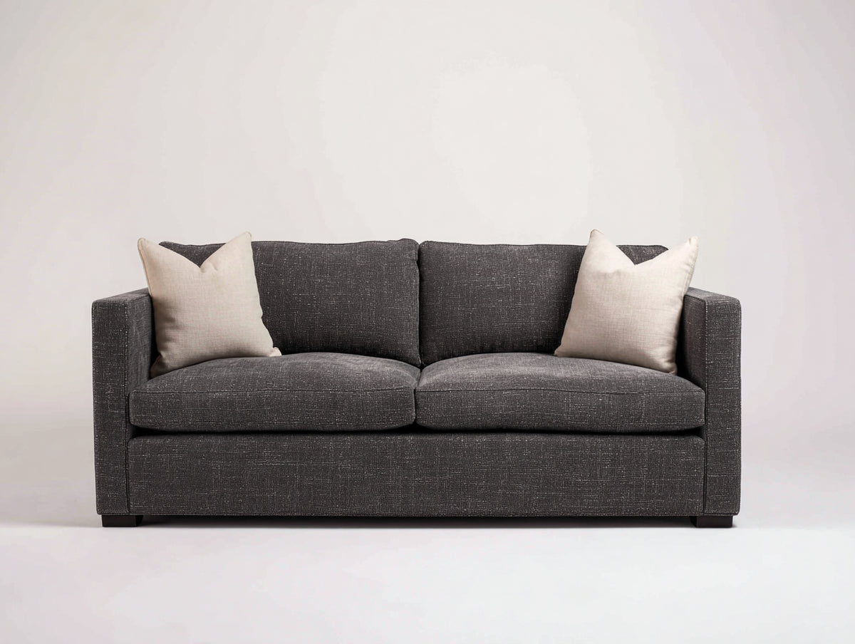 Zweisitzer Sofa Stoff 180 x 85 x 80 cm - Dunkelgraues Design mit weicher Polsterung - Modernes Sofa für Wohnzimmer und Ruhebereich