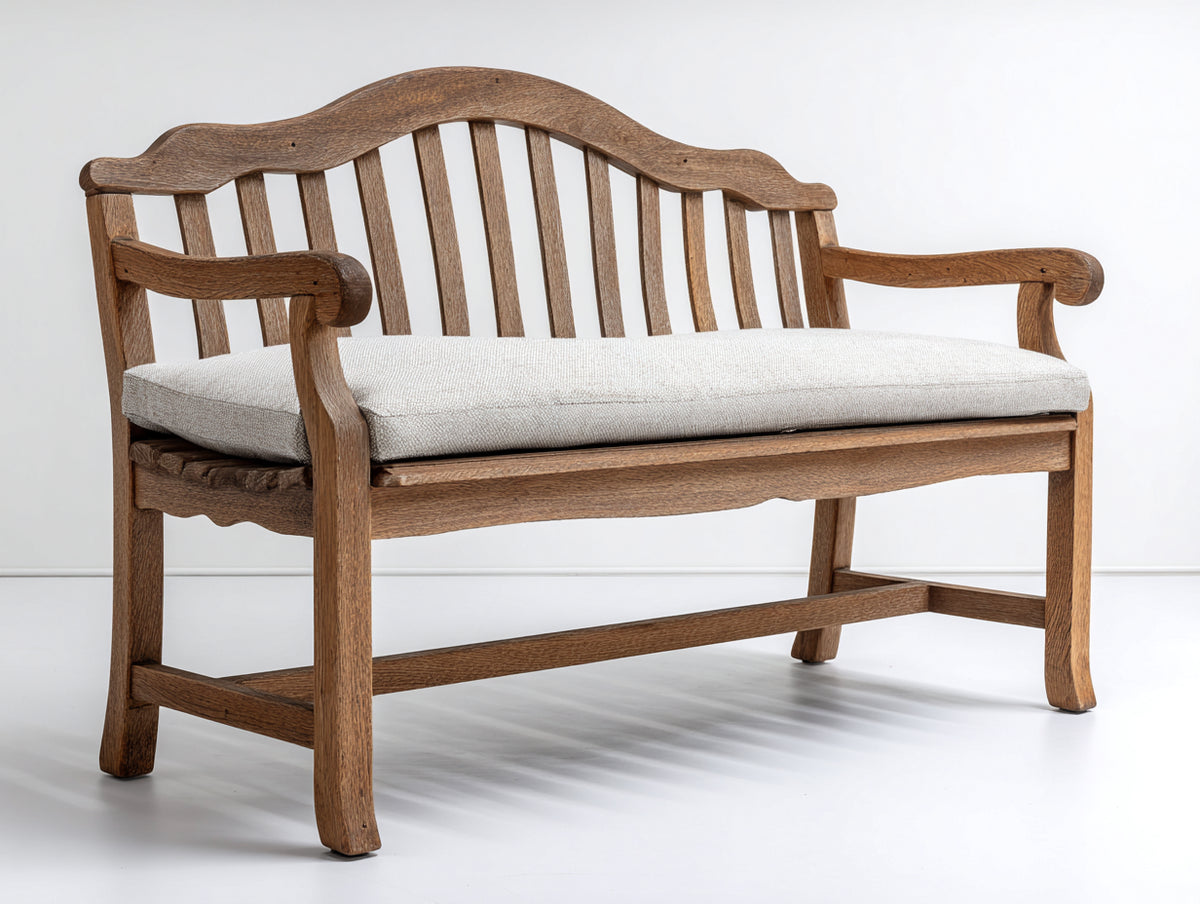 Gartenbank aus Massivholz 145 x 65 x 95 cm - Braun-Beige - Zweisitzer mit gepolsterter Sitzfläche