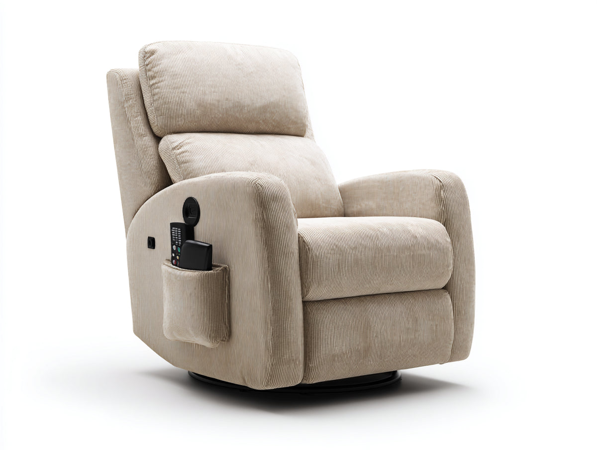 Liegesessel aus Cordstoff 85 x 90 x 105 cm - Beige - Gepolsterter Relaxsessel mit verstellbarer Rückenlehne für Wohnzimmer