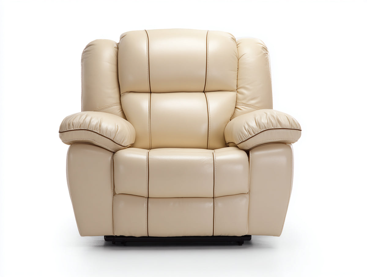 Liegesessel Kunstleder 85 x 90 x 105 cm - Beige Design mit Relaxfunktion - Moderner Sessel für Wohnzimmer und Ruhebereich