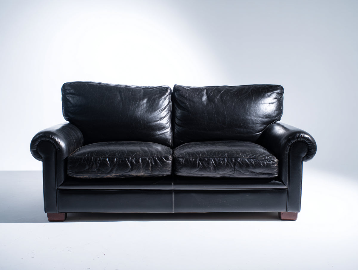 Zweisitzer Sofa aus Leder 172x94x86 cm - Schwarz - Klassisches Chesterfield inspiriertes Design für das Wohnzimmer