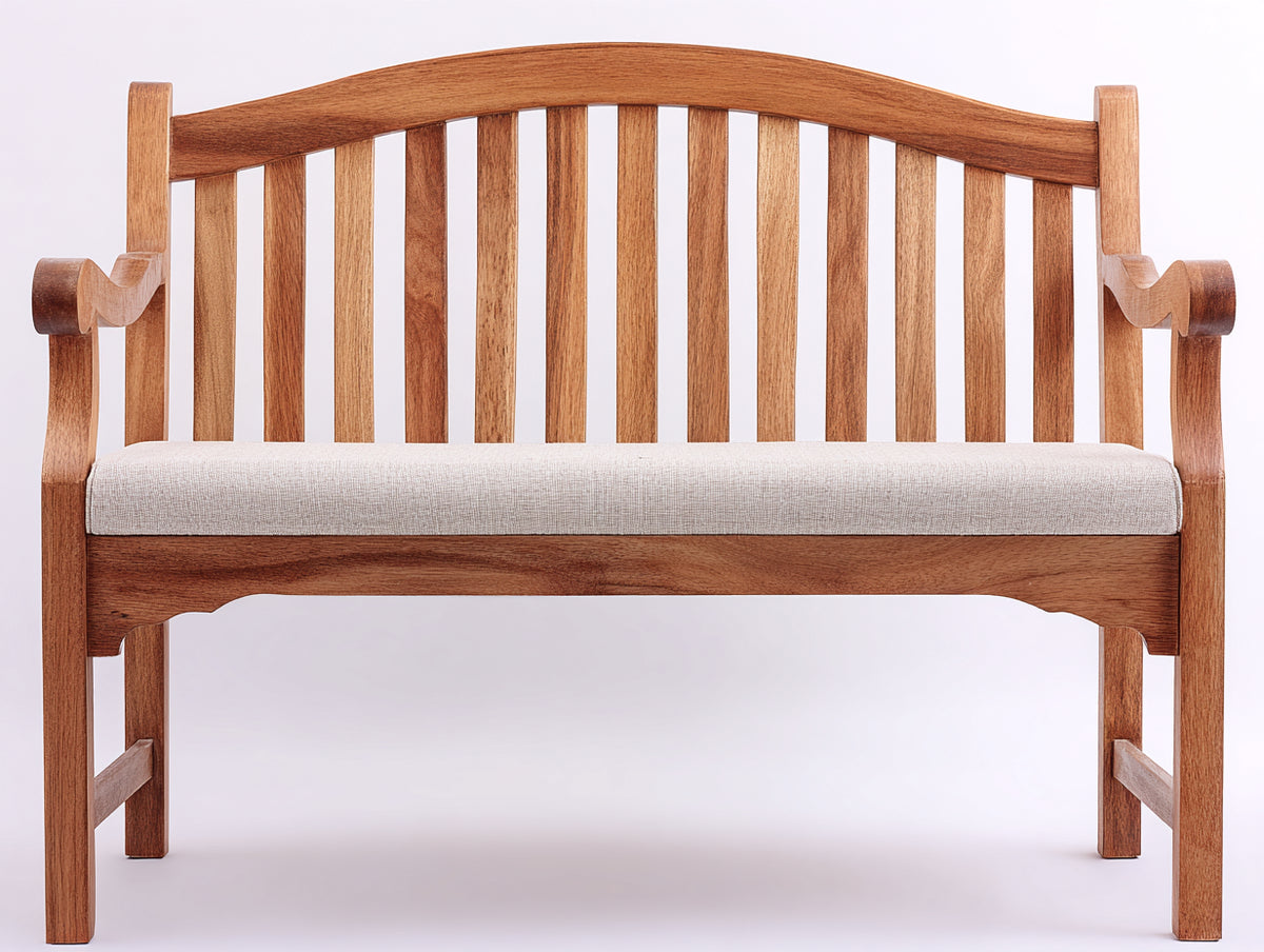 Gartenbank aus Massivholz 130 x 60 x 92 cm - Braun-Beige - Zweisitzer mit durchgehender Sitzauflage