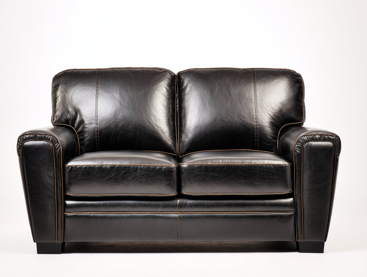 Zweisitzer Sofa aus Kunstleder 180 x 90 x 85 cm - Schwarz - Modernes Design für Wohnzimmer