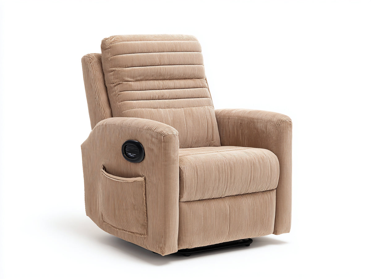 Liegesessel aus Cordstoff mit verstellbarer Rückenlehne 96x92x108 cm - Beige - Gepolstertes Komfortdesign für das Wohnzimmer