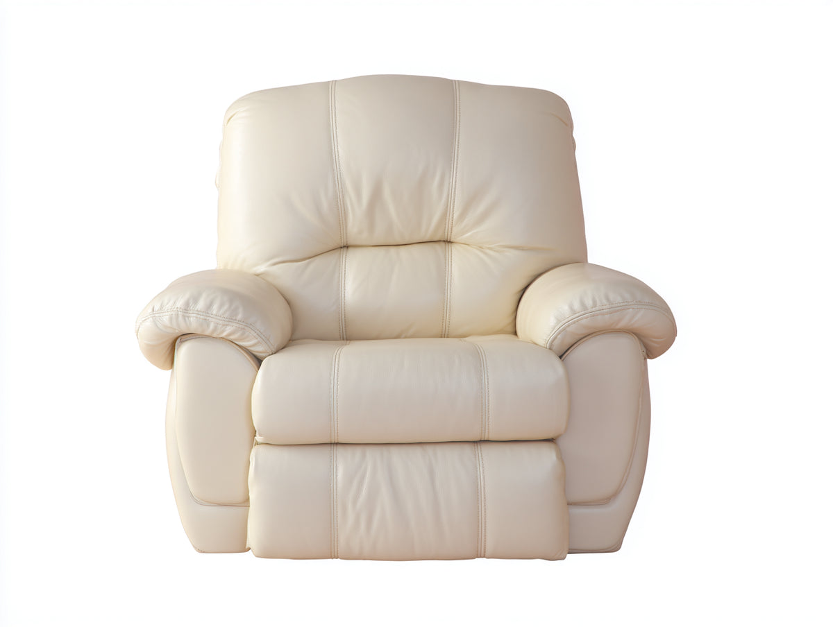 Liegesessel aus Kunstleder 90 x 90 x 105 cm - Beige - Gepolsterter Relaxsessel mit verstellbarer Rückenlehne für Wohnzimmer