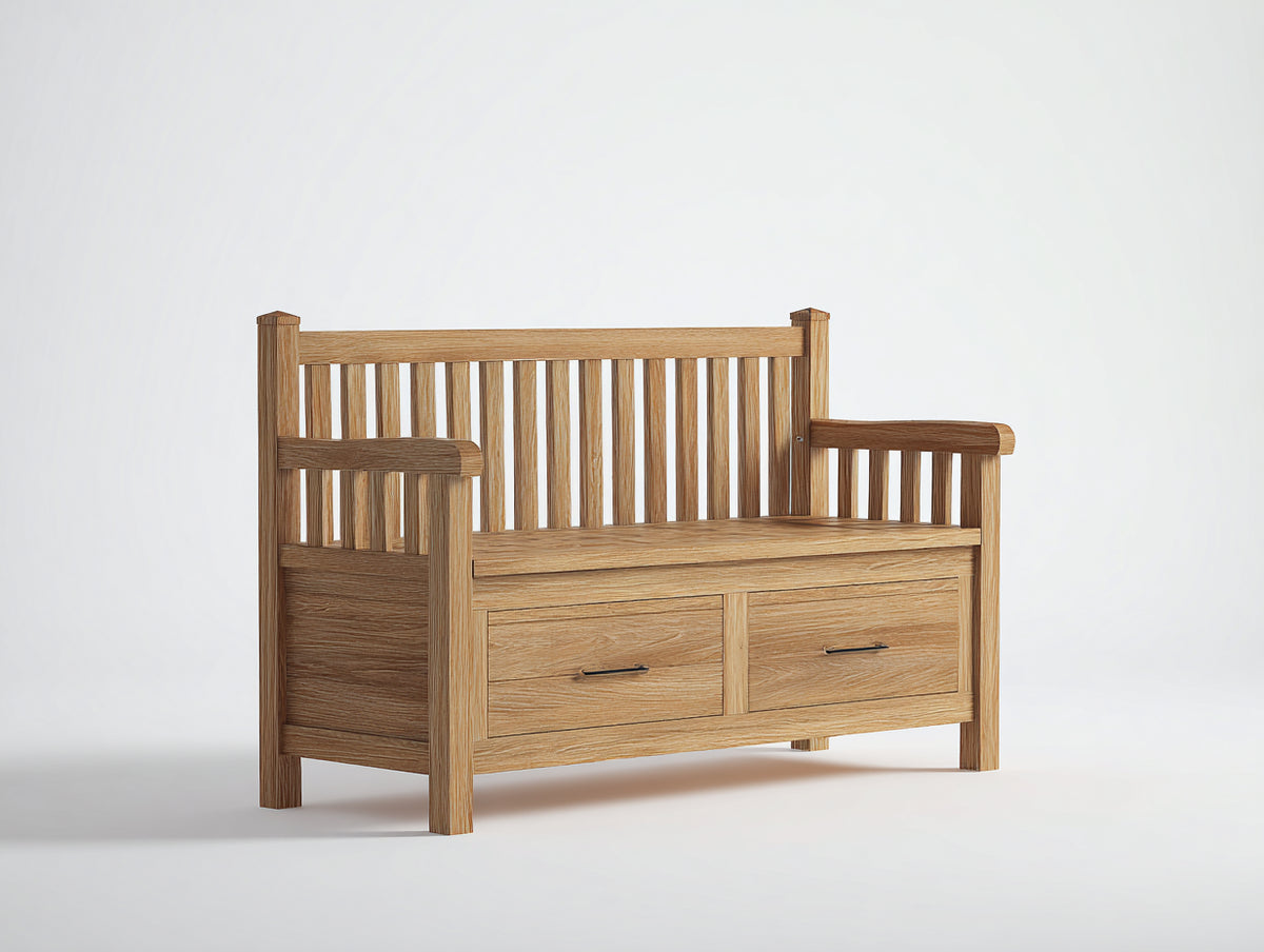 Gartenbank Holzbank Massivholz 160 x 60 x 90 cm - Naturholzfarbe - Klassisches Design mit Stauraum