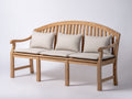 Gartenbank aus Massivholz 180x65x92 cm - Naturholz und Beige - Bogenförmige Rückenlehne im klassischen Design