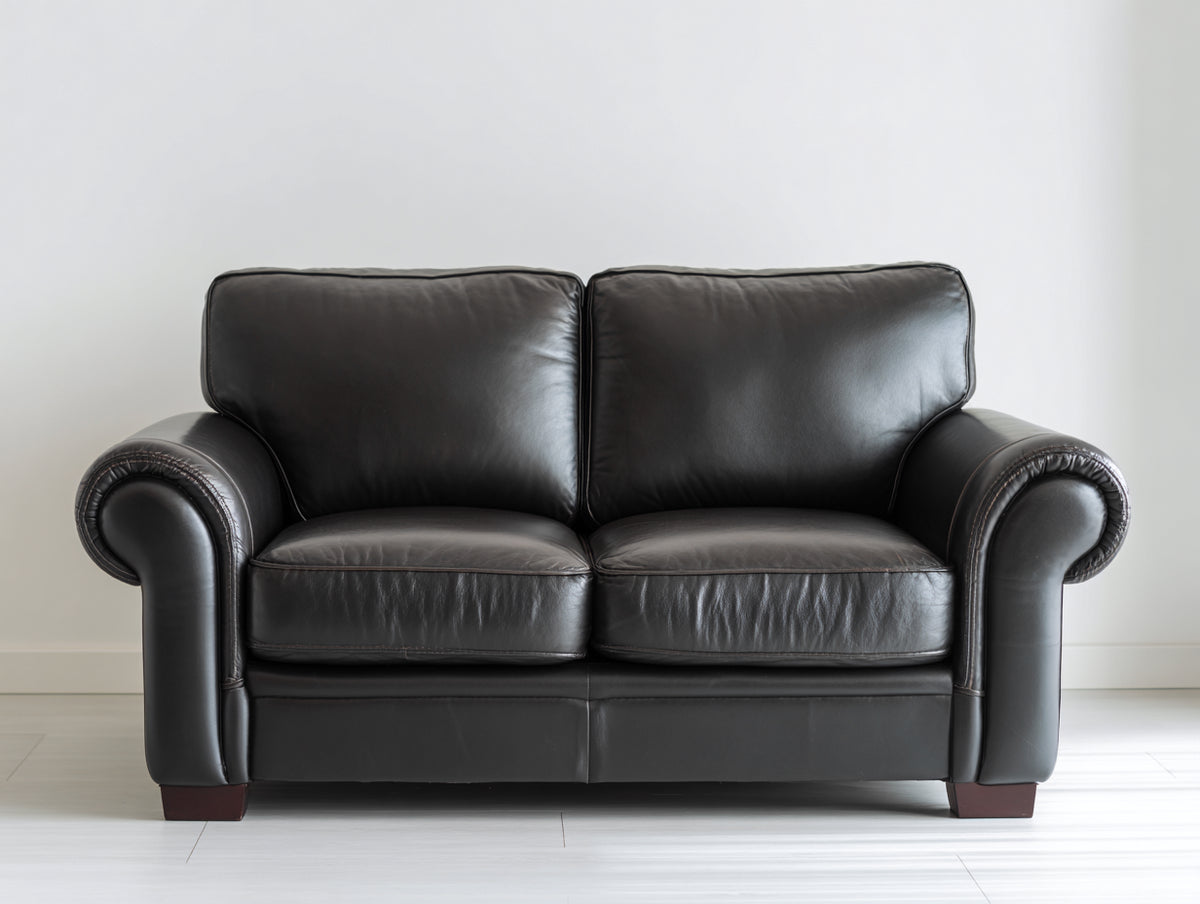 Zweisitzer Sofa aus Kunstleder 180 x 90 x 85 cm - Schwarz - Klassisches Design für Wohnzimmer