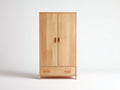 Kleiderschrank aus Holz 120 x 55 x 190 cm - Naturfarbe - Zweitüriger Schrank mit Schublade für Schlafzimmer