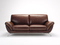 Zweisitzer Sofa 175 x 90 x 88 cm - Braun - Gepolstert in Lederoptik mit geschwungenen Armlehnen und Metallfüßen