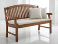 Gartenbank aus Massivholz mit gepolsterter Sitzfläche 152x66x91 cm - Naturbraun-Creme - Klassisches Design für Garten und Terrasse