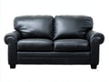 Zweisitzer Sofa 165 x 90 x 90 cm - Schwarz - Gepolstert in Lederoptik mit gerollten Armlehnen