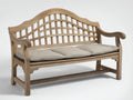 Gartenbank aus Massivholz 150x62x92 cm - Naturbraun und Beige - Geschwungene Gitterrückenlehne im klassischen Design