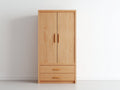Kleiderschrank Holz 90 x 55 x 180 cm - Naturfarbenes Design mit zwei Türen und zwei Schubladen - Moderner Kleiderschrank für Schlafzimmer