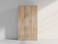 Kleiderschrank aus Holzwerkstoff 120x52x190 cm - Eiche Natur - 3 Türen und 2 Schubladen im modernen Design