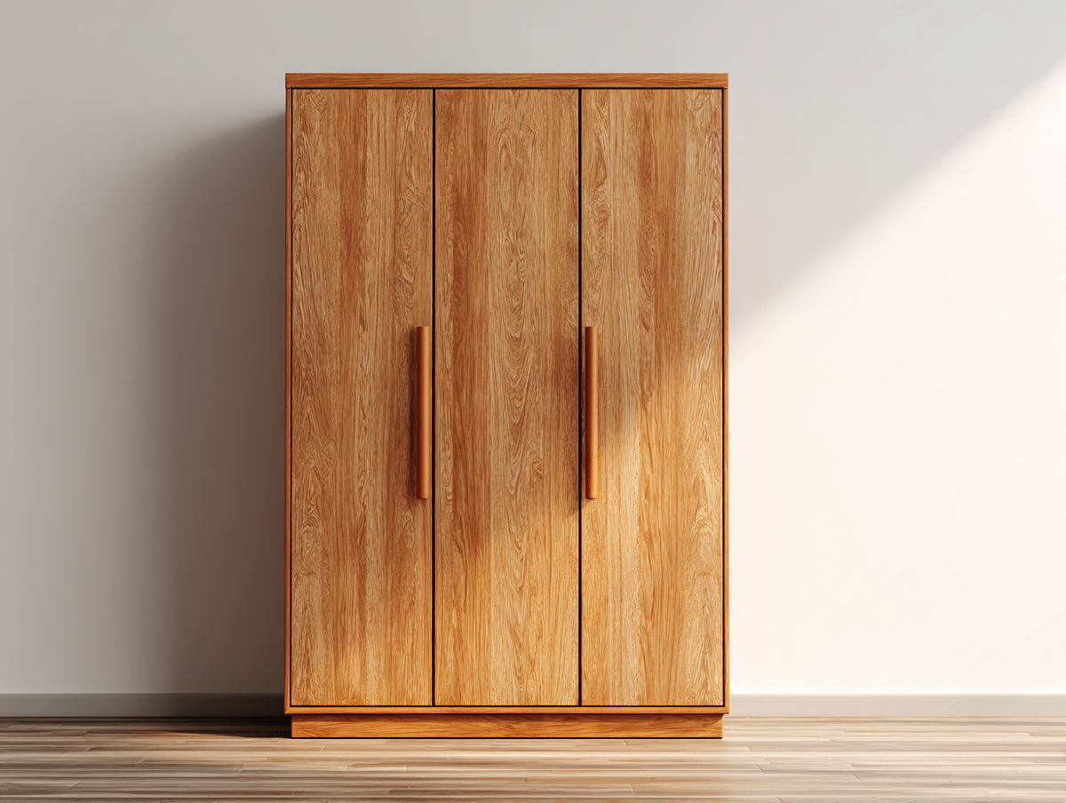 Kleiderschrank aus Holz 160 x 60 x 200 cm - Braun - Dreitüriger Schrank mit klassischem Design für Schlafzimmer