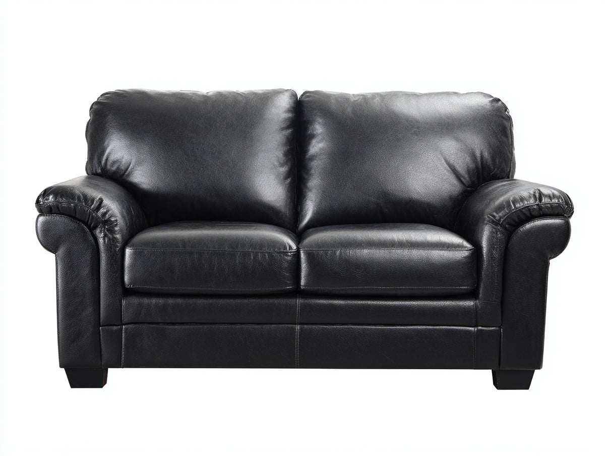 Zweisitzer Sofa mit Kunstlederbezug 170x92x88 cm - Schwarz - Klassisches Design mit gepolsterten Armlehnen