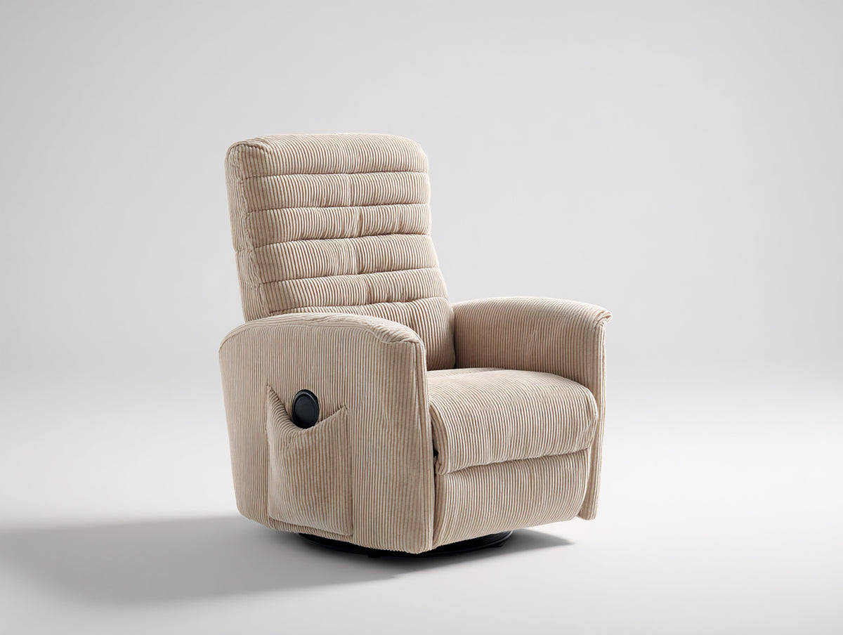 Liegesessel aus Cordstoff 85 x 90 x 105 cm - Beige - Gepolsterter Relaxsessel mit verstellbarer Rückenlehne für Wohnzimmer