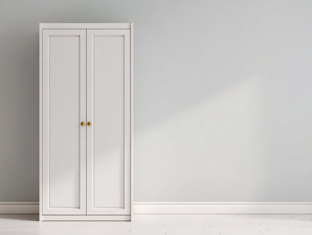 Kleiderschrank aus Holzwerkstoff mit 2 Türen 82x52x188 cm - Weiß - Klassisches Design für Schlafzimmer und Gästezimmer